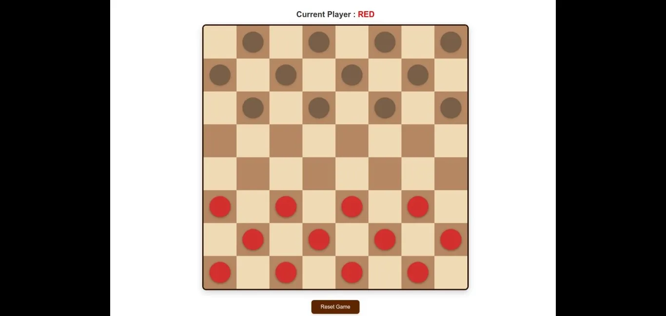 Screenshot of Checkers board game in Angular