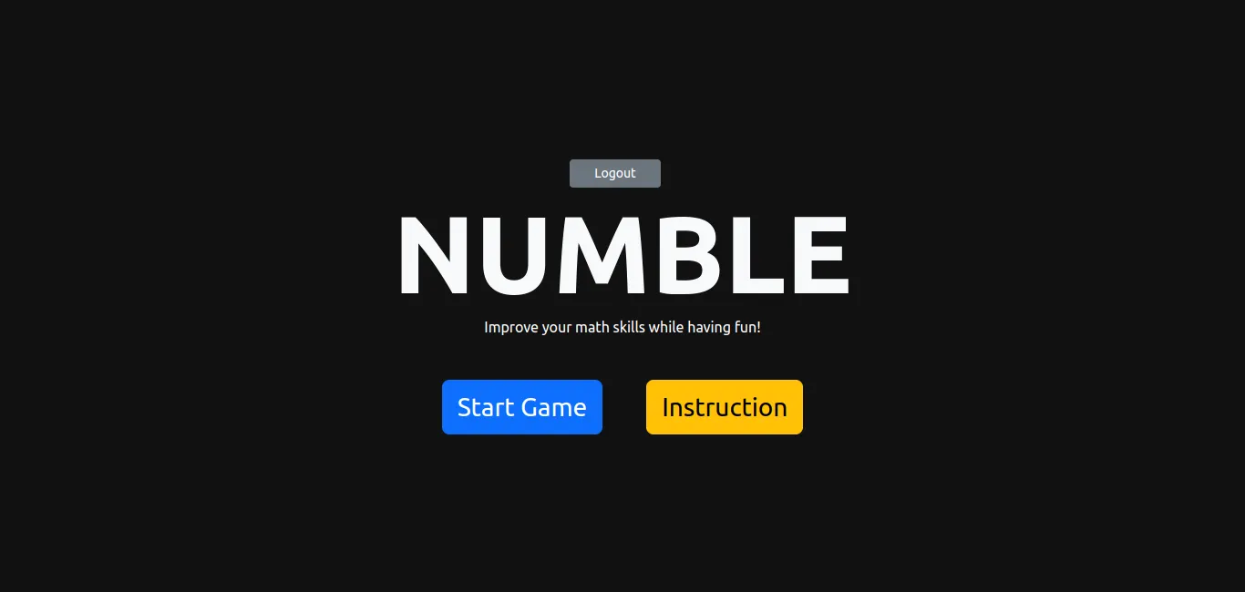 Screenshot of Numble math puzzle game interface