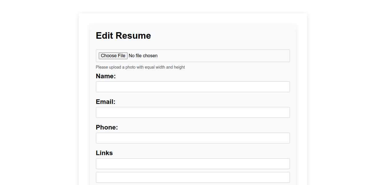 Screenshot of Resume Builder with live preview and PDF export