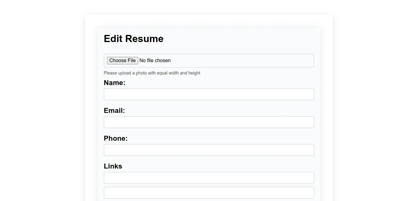 Screenshot of Resume Builder with live preview and PDF export